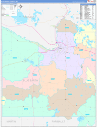 Blue Earth County, MN Wall Map Color Cast Style 2024